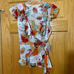 Forever 21 multi color floral wrap top